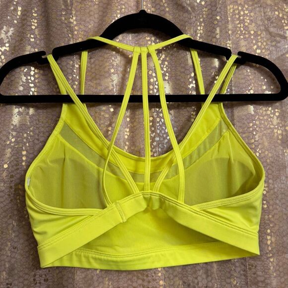 VSX Sport Victorias Secret Neon Yellow Strappy Longline Sports Bra S/M - Picture 2 of 5